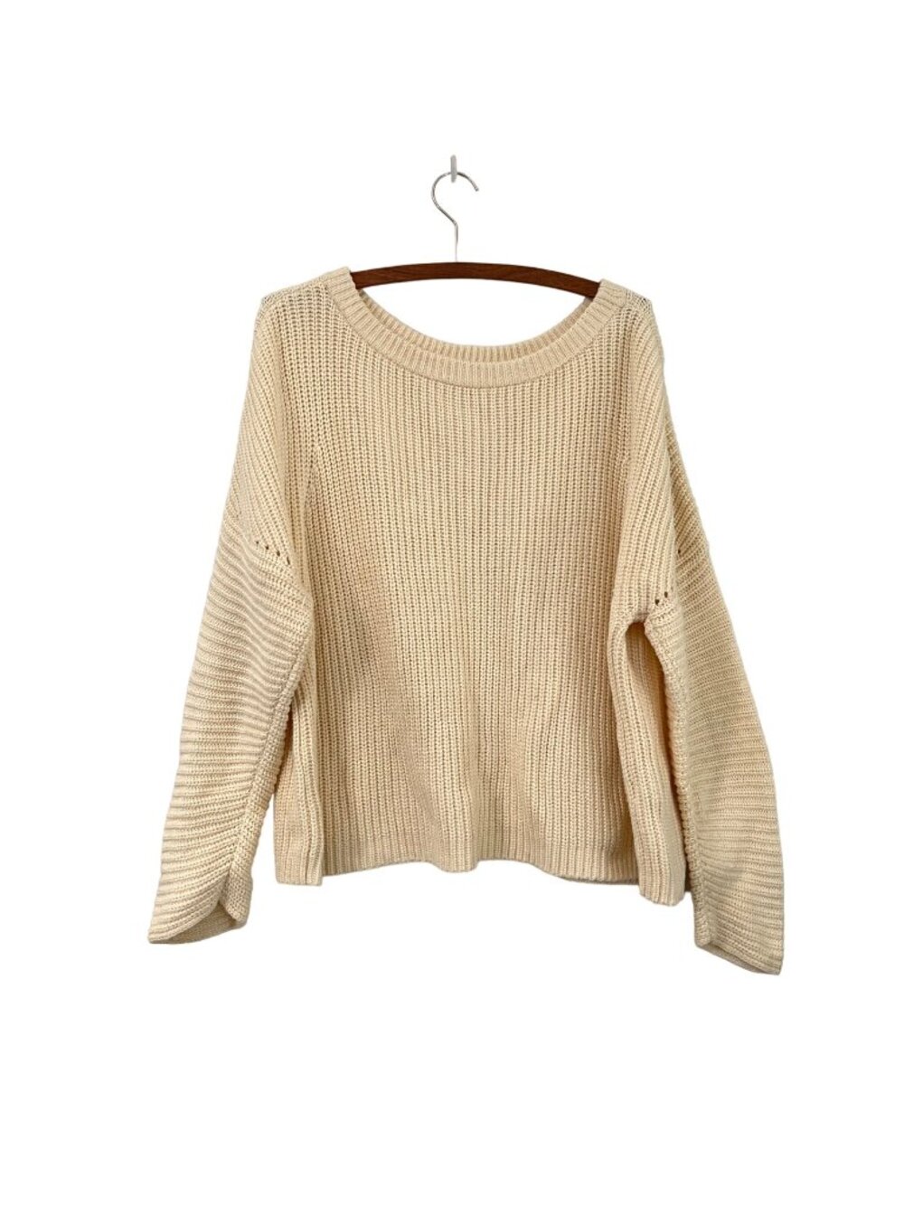 Polo Ralph Lauren Cream Chunky Knit Womens Pullover Boxy Sweater Size XLarge